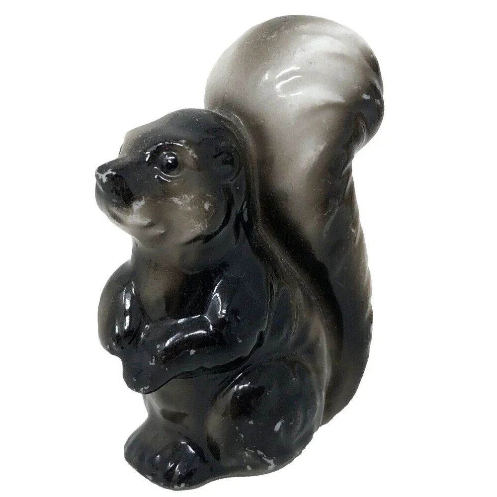 Vintage Japan Porcelain Anthropomorphic Bear Squirrel Skunk Figurines Lot of 3